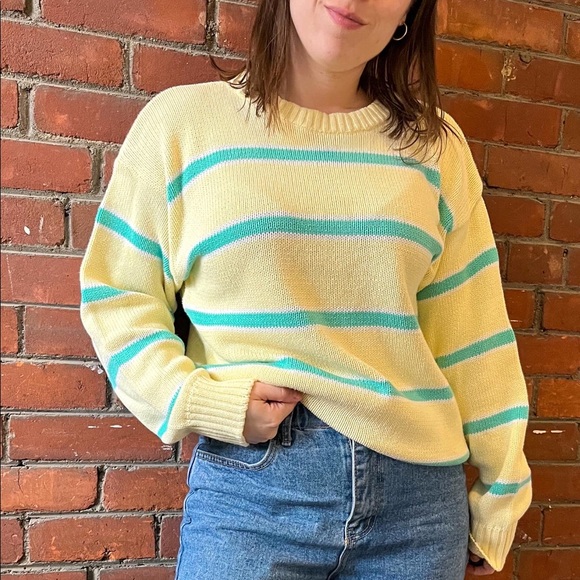 90s striped knit crewneck sweater - Picture 1 of 6